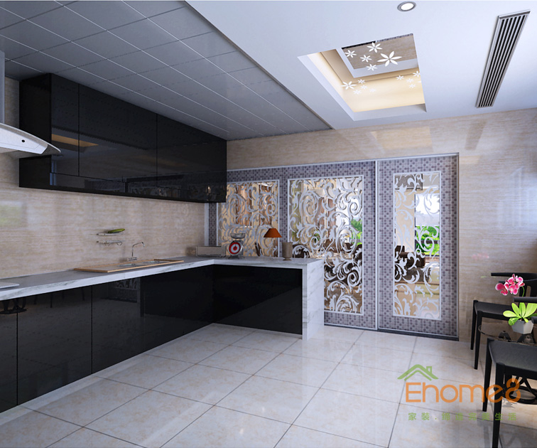 69㎡兩房一廳田園風(fēng)格廚房裝修效果圖