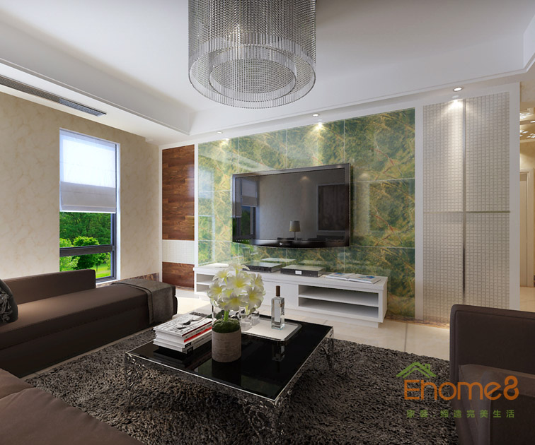 69㎡兩房一廳田園風(fēng)格客廳裝修效果圖