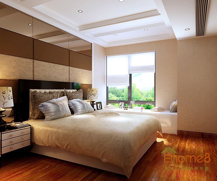 69㎡兩房一廳田園風(fēng)格主人房裝修效果圖