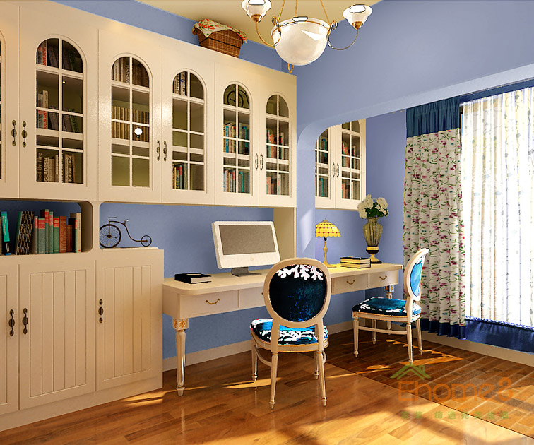 73㎡兩房一廳地中海風(fēng)格書房裝修效果圖