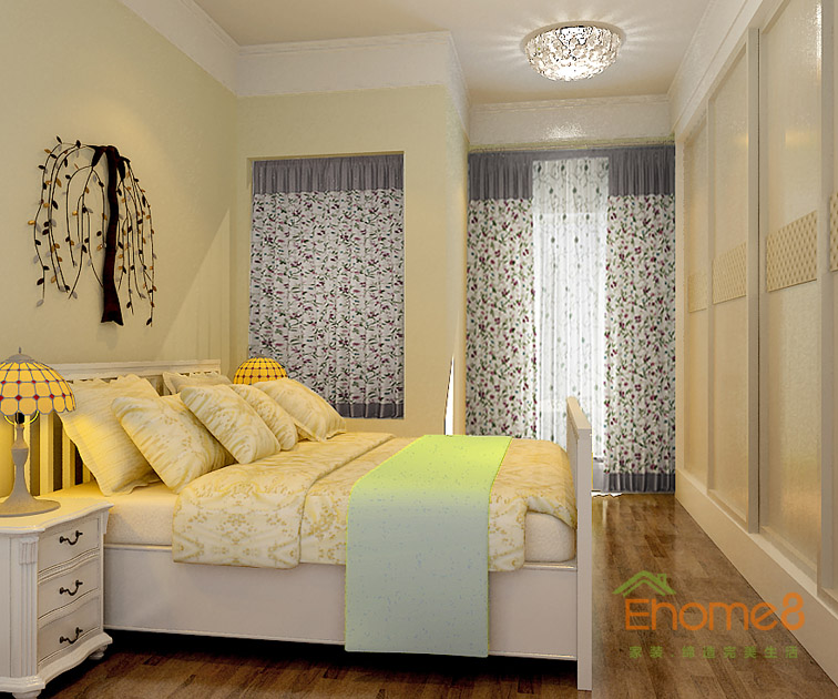 73㎡兩房一廳地中海風(fēng)格主臥裝修效果圖