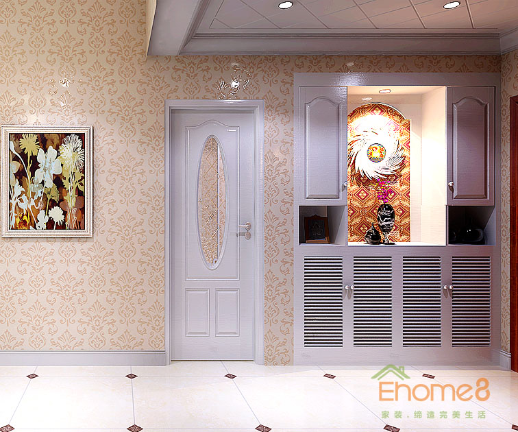 71㎡兩房一廳歐式風格入戶玄關裝修效果圖