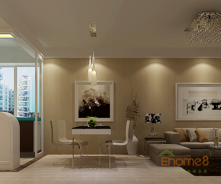 95㎡三房一廳法式風格餐廳壁畫裝修效果圖