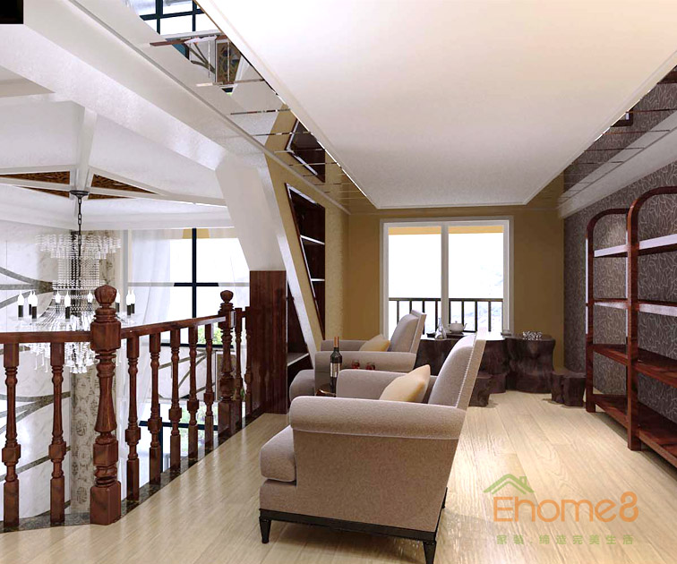 175㎡躍層法式風格二樓休閑處裝修效果圖