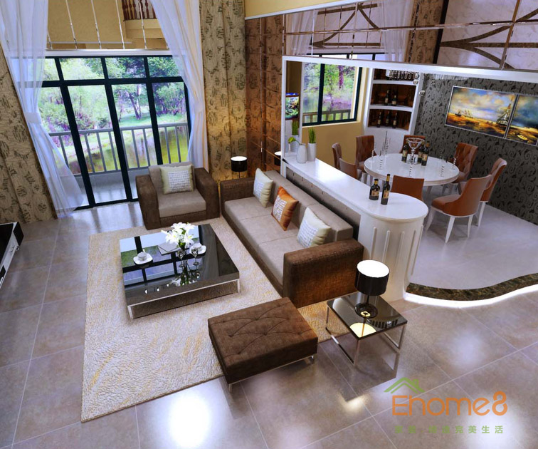 175㎡躍層法式風格一樓裝修效果圖