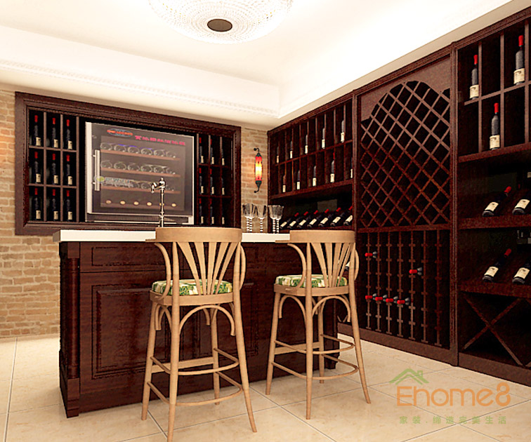 165㎡躍層歐式風(fēng)格吧臺裝修效果圖