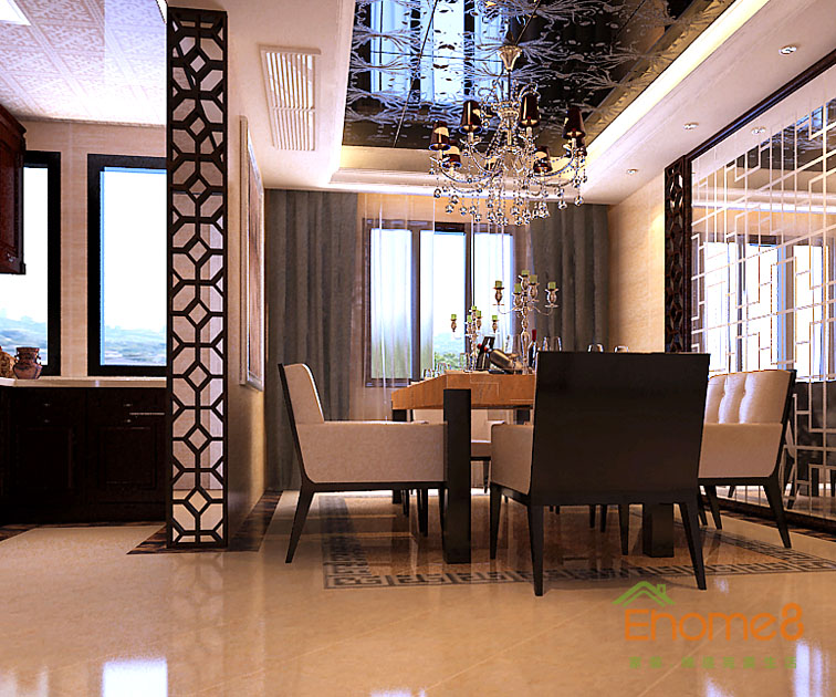 165㎡躍層歐式風(fēng)格餐廳裝修效果圖