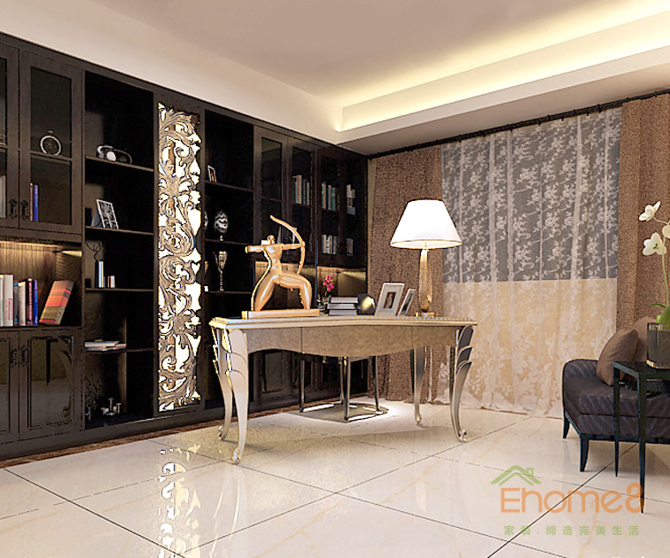 165㎡躍層歐式風(fēng)格書房裝修效果圖