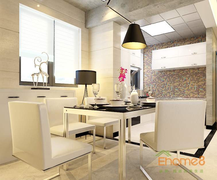 65㎡兩房一廳現(xiàn)代簡約風(fēng)格餐廳裝修效果圖