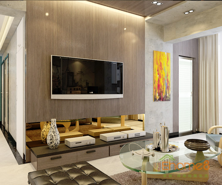 65㎡兩房一廳現(xiàn)代簡約風(fēng)格客廳裝修效果圖